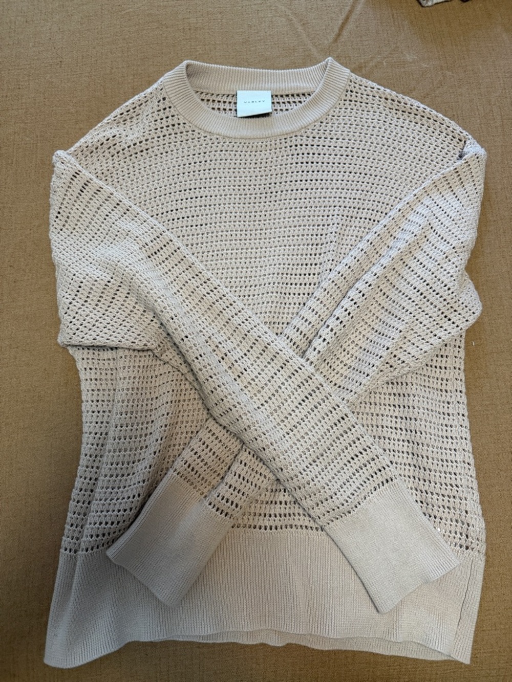 Varley Kershaw Knit Crewneck Sweater in Light Beige
